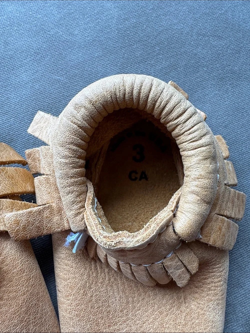 Freshly Picked Tan Leather Fringe Moccasins - Kids